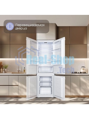 Встраиваемый холодильник Zigmund & Shtain BR 18 X белый двухкамерный 195/75 л морозилка снизу, размораживание ручное