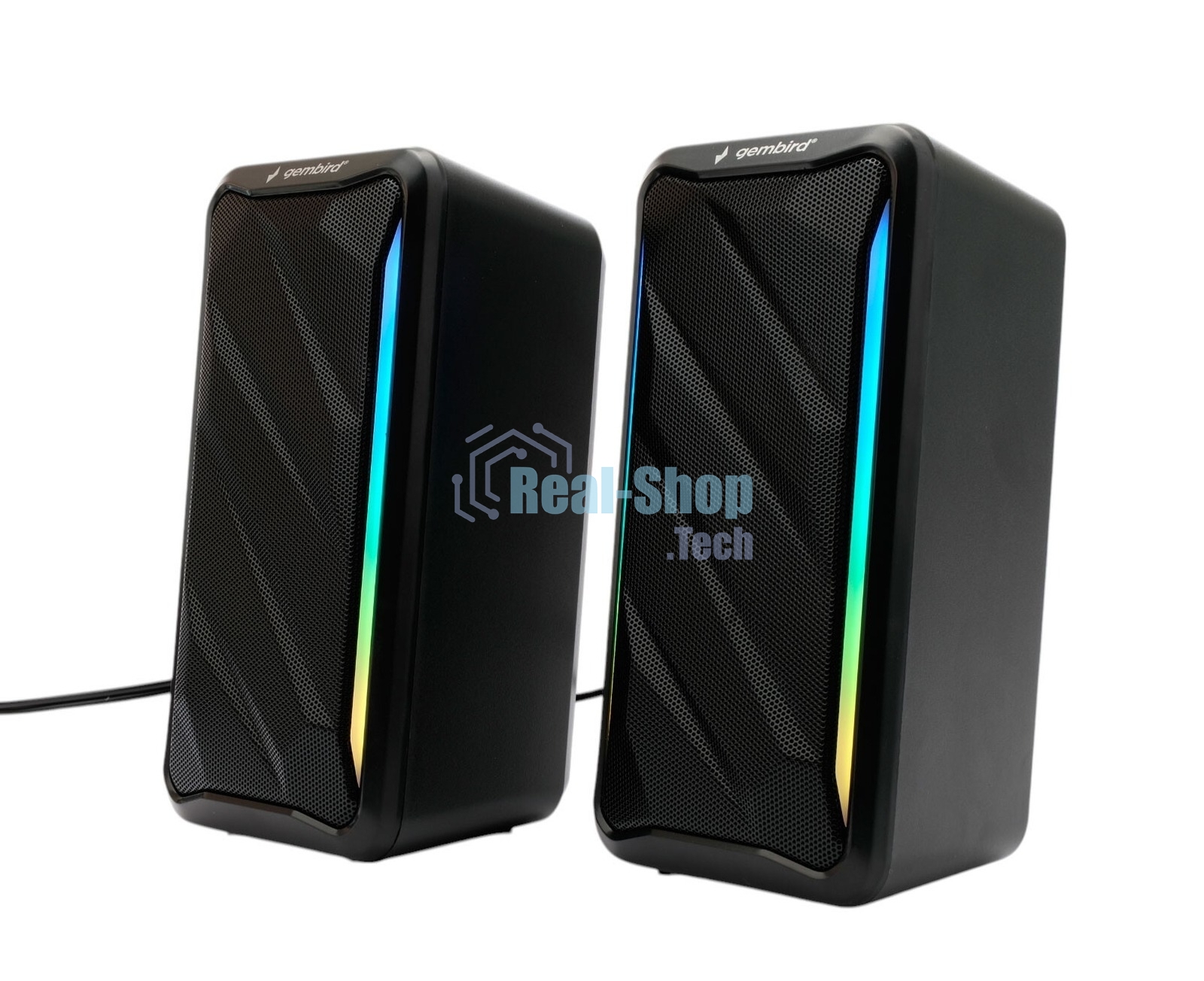 Акустическая система 2.0 Gembird SPK-305, 10Вт, пластик, рег.громкости, RGB подсветка, черный