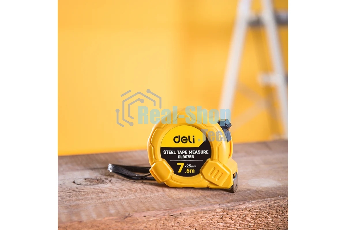 Рулетка Deli DL9075B 7,5мx25мм Метрическая. Корпус ударопрочный.