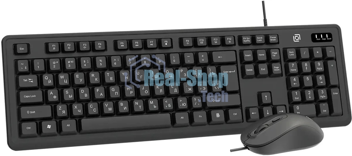 Комплект клавиатура+мышь Оклик S605 проводной USB 1800 DPI черный