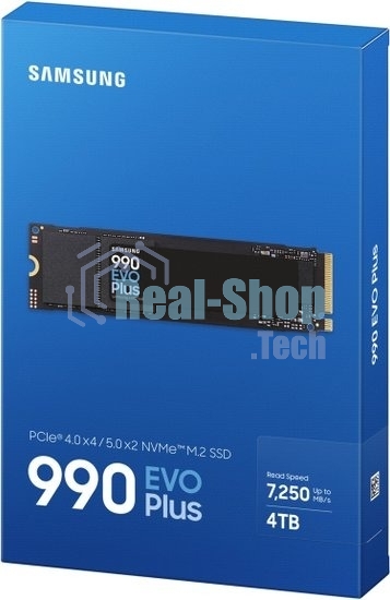 Накопитель SSD Samsung 990 EVO Plus, 4 ТБ, M.2 2280, PCIe 4.0 x4, NVMe 2.0, R/W 7250/6300