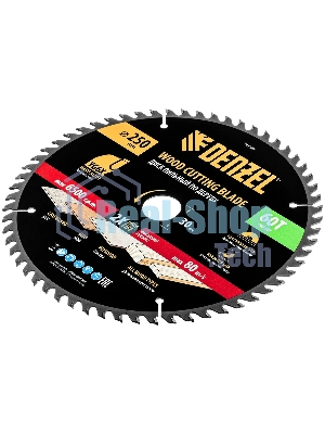 Пильный диск по дереву Denzel ф250 х 30 мм, 60 зубьев