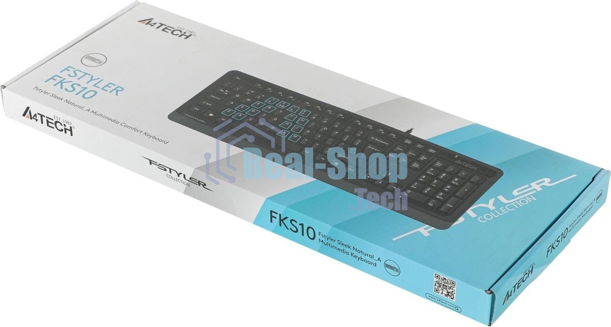 Клавиатура проводная A4Tech Fstyler FKS10, USB, черный/серый