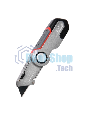 Строительный складной нож с Т-образным лезвием Deli DL030 в комплекте 3 запасных лезвия SK2, рукоятка из цинкового сплава с резиновыми вставками