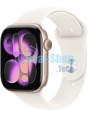 Умные часы Apple Watch Series 11 A3333 46мм OLED корп.розовое золото Sport Band рем.белый разм.брасл.:160-210мм (MEV74LW/A)