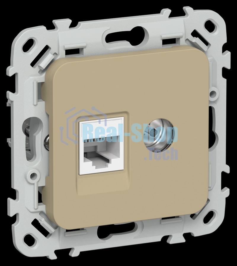 Розетка 2-местная RJ45/TV категория 5Е UTP РКТВ5е-2-0-ФлХ хаки FLITE