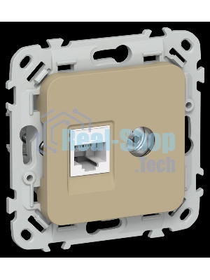 Розетка 2-местная RJ45/TV категория 5Е UTP РКТВ5е-2-0-ФлХ хаки FLITE