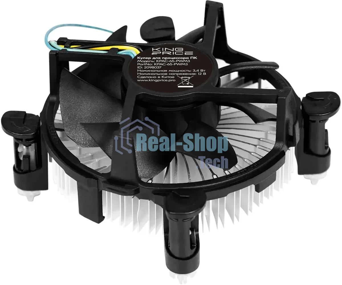 Кулер KingPrice KPAC-65-PWM3 92x92x25мм Soc-1200/1150/1151/1155 черный 4-pin 18-35dB Al 65W 140gr Ret