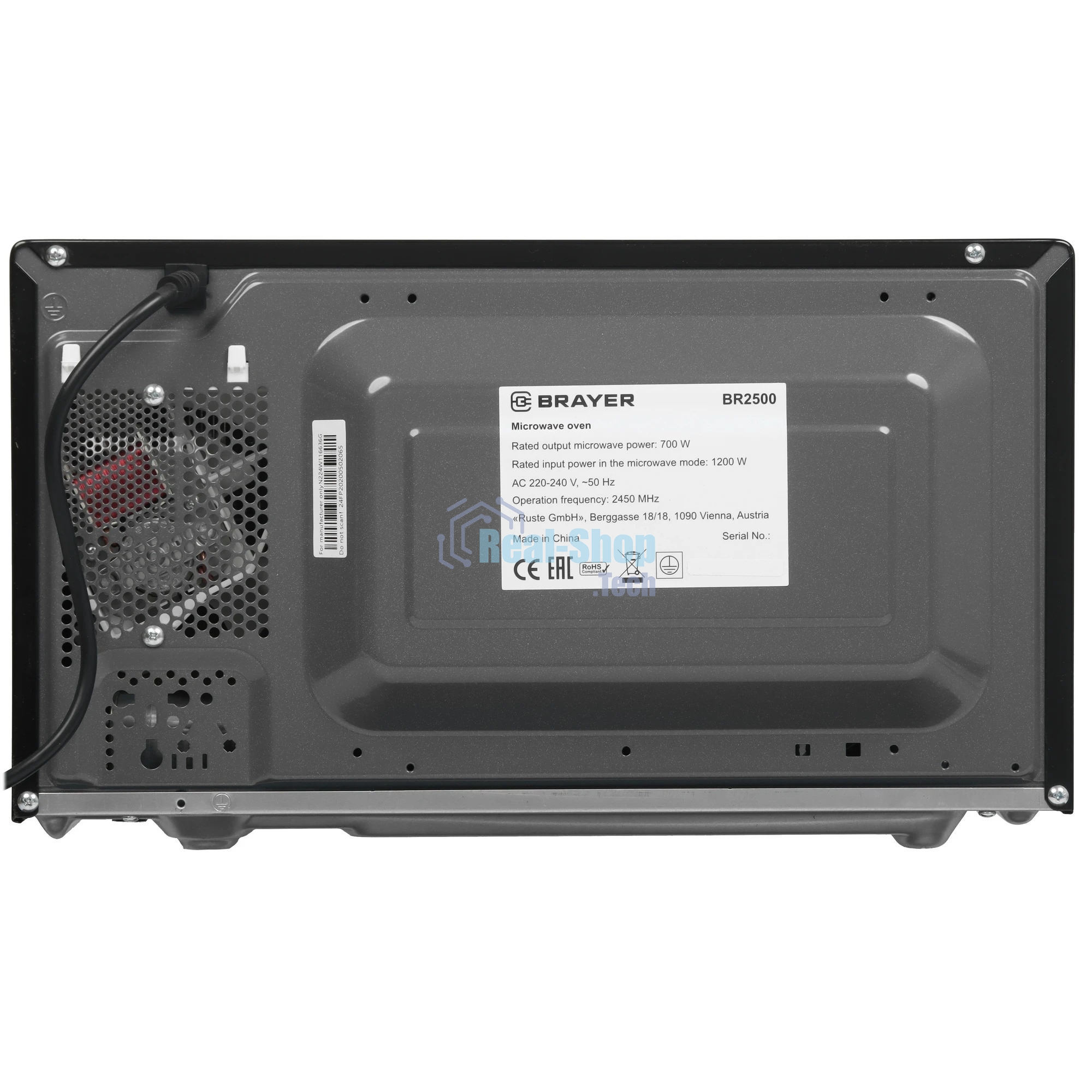 Микроволновая печь BRAYER BR2500 черный, 20 л, 700 Вт, переключатели - поворотный механизм
