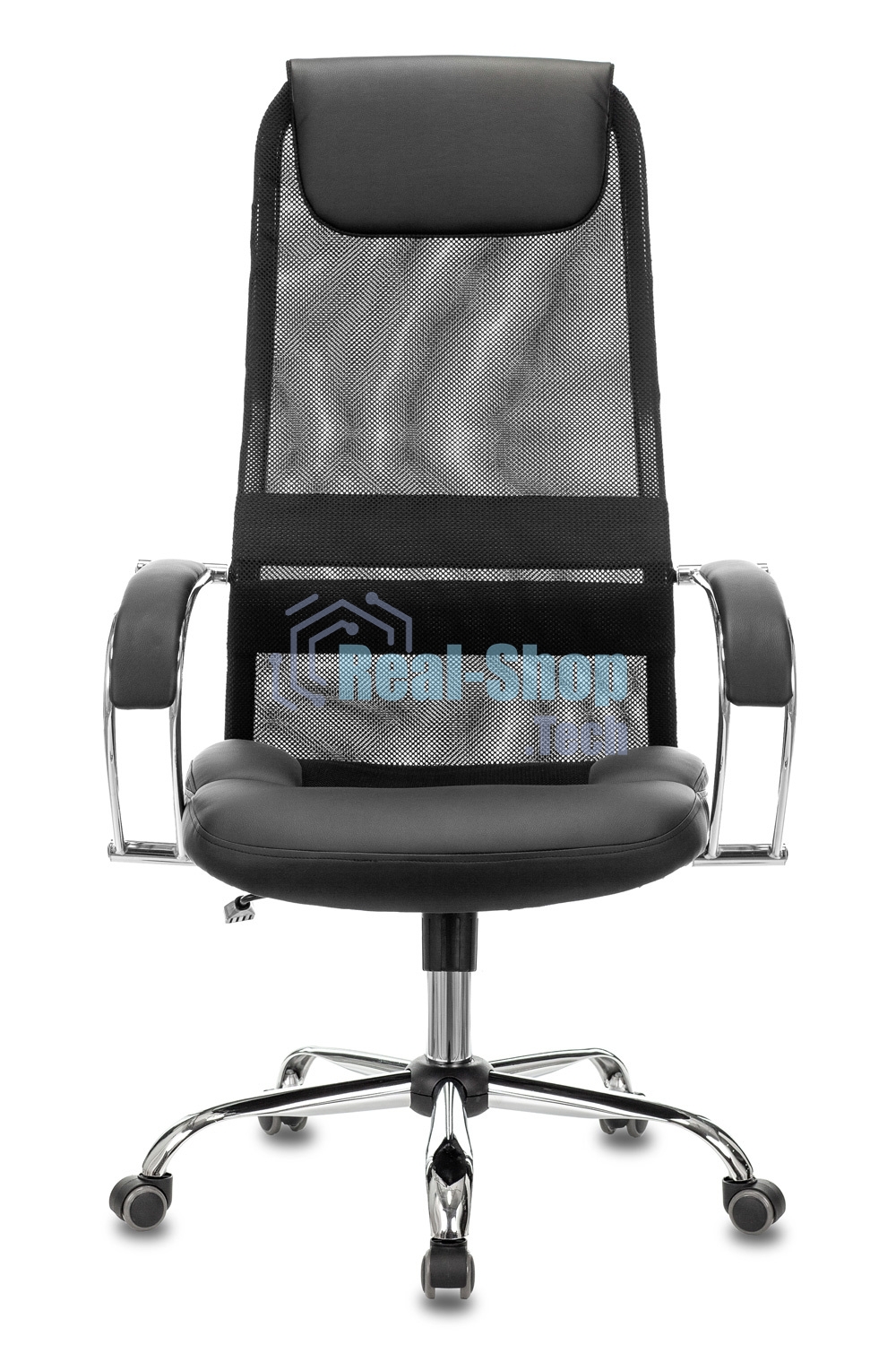 Кресло руководителя Бюрократ CH-608SL/BLACK TW-01 TW-11 черный, искусст.кожа/ткань, крестовина хром, спинка сетка