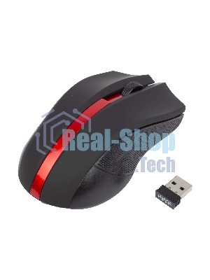 Мышь беспроводная HIPER HOMW-073 черный/красный, 1000 dpi, радиоканал, USB, кнопки - 3