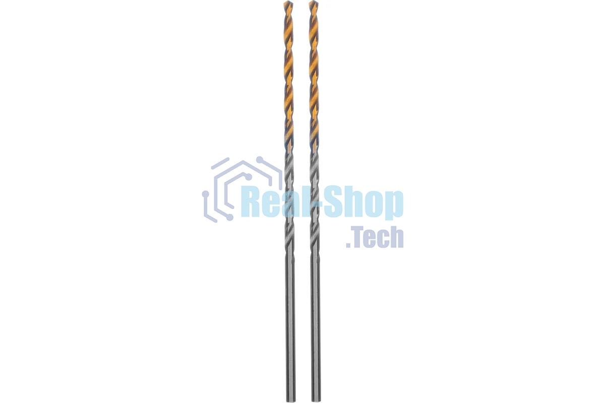 Сверло спиральное по металлу Denzel 2,5 х 95 мм Р6М5, Golden Tip, удлиненное, 2 шт.
