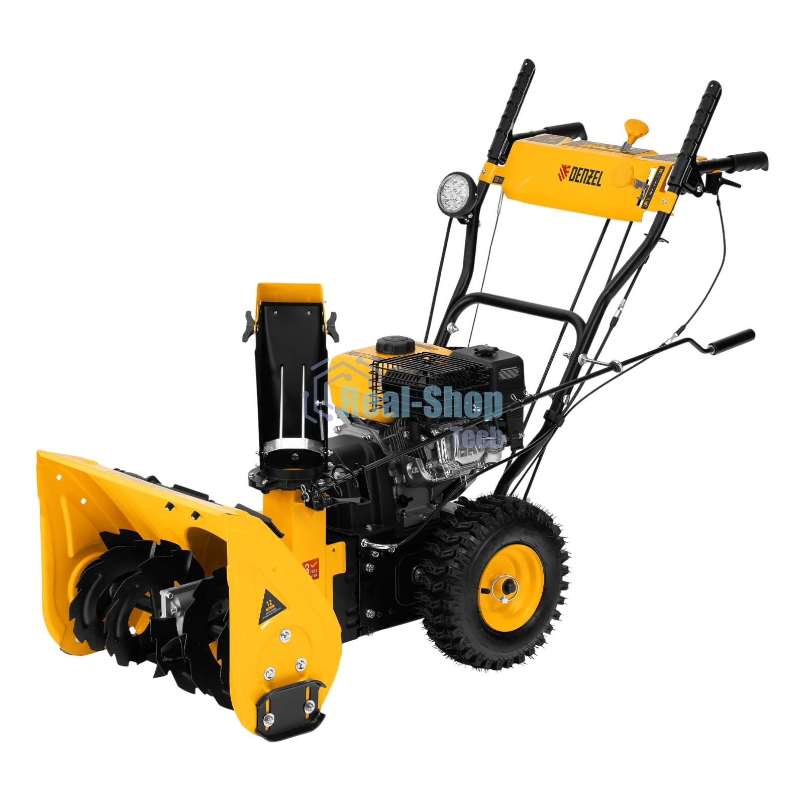 Гибридная снегоуборочная машина с функц. подметания Denzel SWB-800, 212 сс, руч. старт, 2 насадки