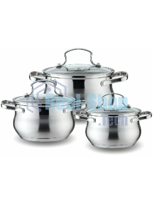 Набор посуды Kelli KL-4209 6 пред. Кастрюля с жаропрочной стекл. крышкой 2.1 л. Кастрюля с жаропрочной стекл. крышкой 3 л. Кастрюля с жаропрочной стекл. крышкой 4 л. Высококачественная нерж. сталь 18/10. 5-ти слойное капсульное дно.