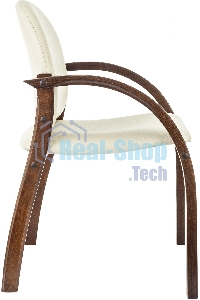 Стул Бюрократ ДЖУНО светло-бежевый, эко.кожа, на ножках дерево