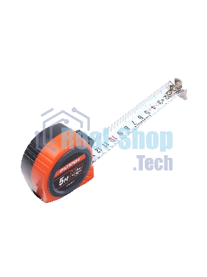 Рулетка PATRIOT MTP-5-25, магнит, 2сторон.зацеп, антиблик.нейлон.покрытие, крупн.шрифт, двусторон.белая лента, 5м*25 мм