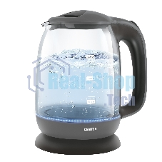 Чайник Centek CT-0034 (серый) Vancouver стекло, 1.8л, 2200 Вт, внутренняя LED подсветка, кнопка