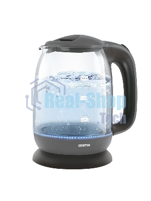 Чайник Centek CT-0034 (серый) Vancouver стекло, 1.8л, 2200 Вт, внутренняя LED подсветка, кнопка
