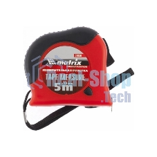 Рулетка Matrix Double fixation, 5 м х 19 мм, обрезиненный корпус, двойная плавная фиксация