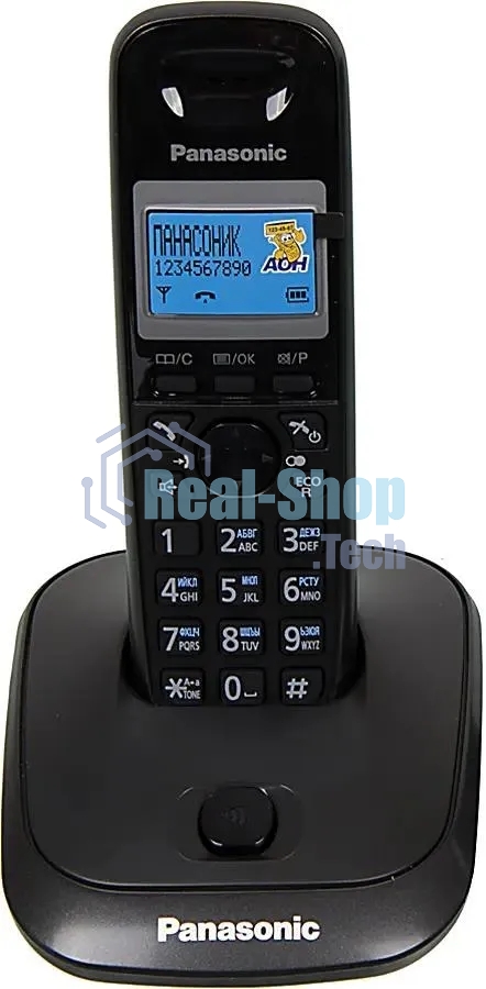 Телефон беспроводной (DECT) Panasonic KX-TG2511RUT (титан) АОН, Caller ID,спикерфон на трубке,переход в Эко режим одним нажатием