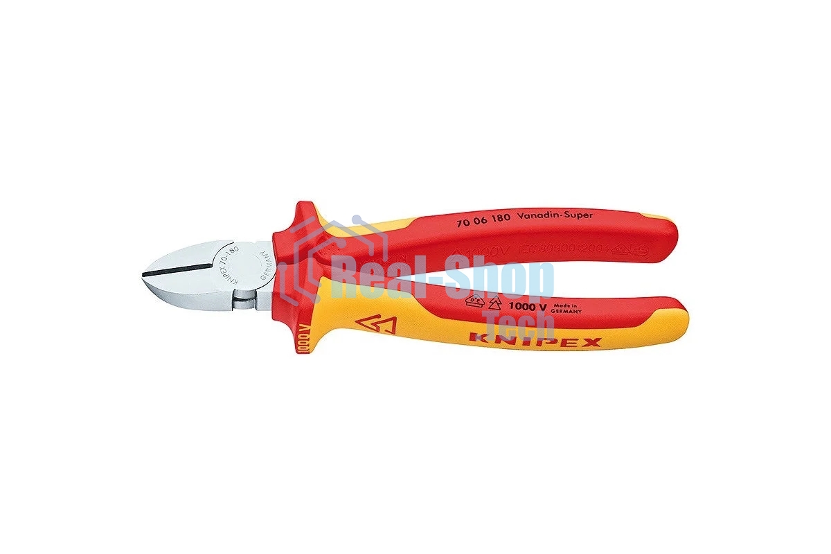 Бокорезы Knipex 7006180 1000V 180 мм диагональные, ручки изолированные, с двухцв многокомп чехлами