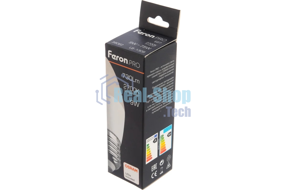 Лампа светодиодная FERON PRO LB-1309 (38062) свеча E27 9W 2700K