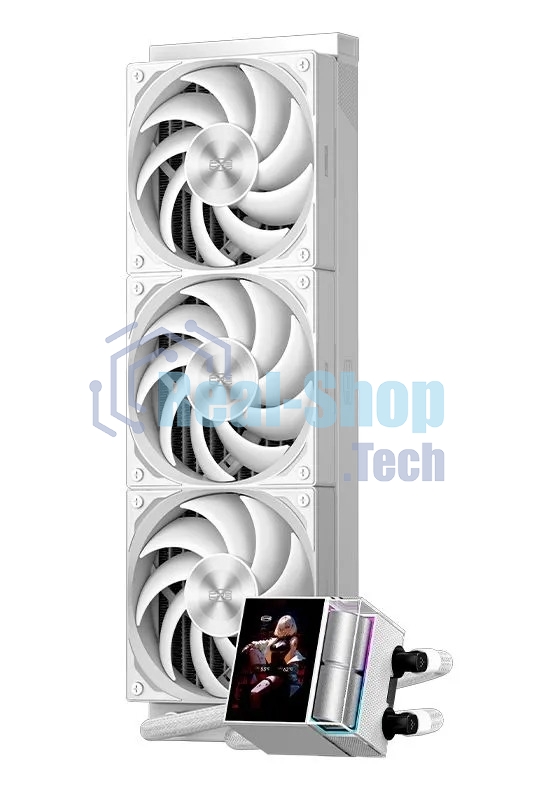 Система охлаждения Water Cooling System PCCooler DS360 Display WH (310W, 360мм, LED, белый, ARGb Pump/Fans: 3x120мм, 90.56CFM, 39.8dBA, 2500RPM/Pump height 65мм, 15dBA, 2600RPM, Rad thickness 27мм/S: 1851, 1700, 1200, 115X, AM5, AM4)