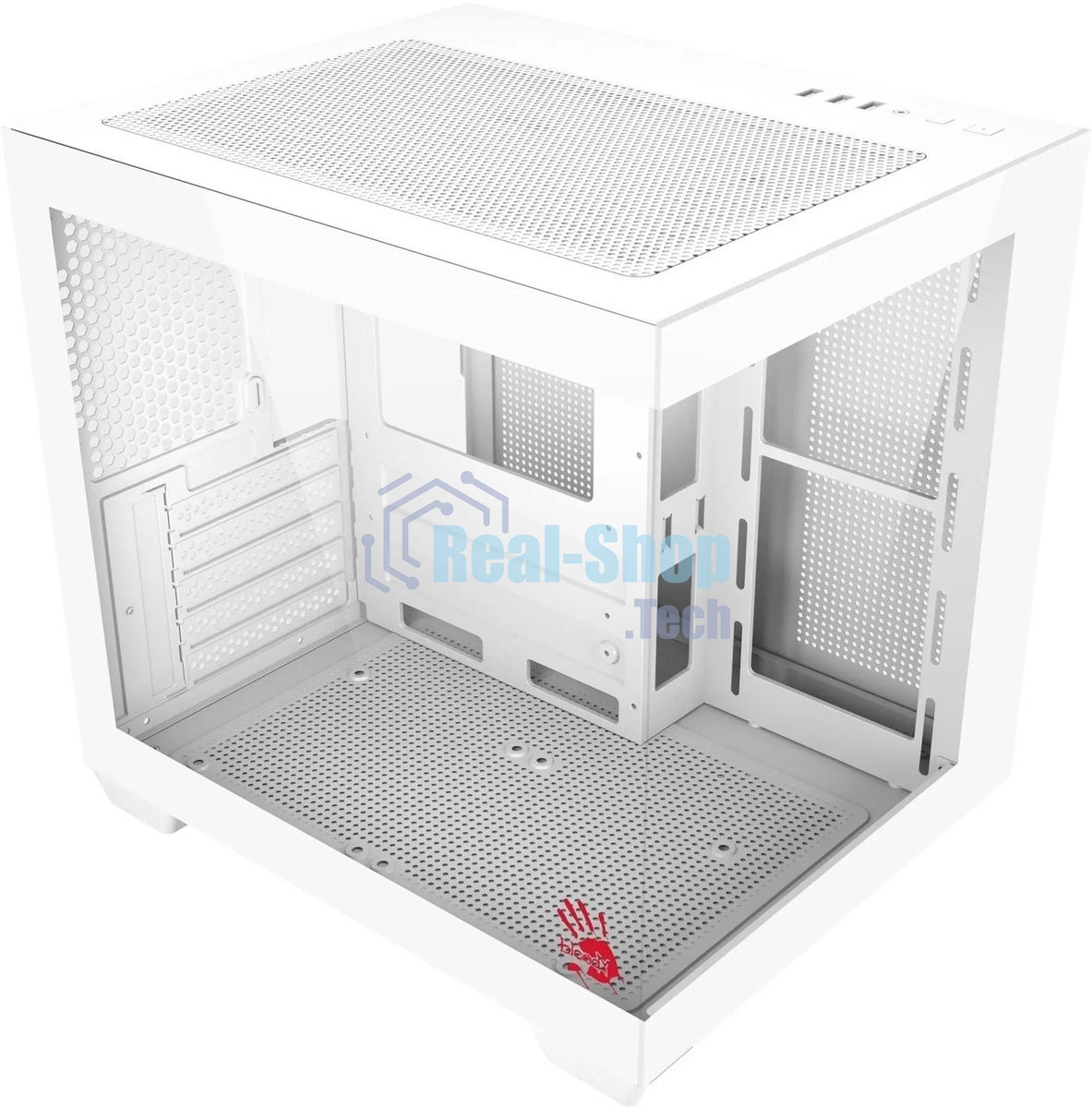 Компьютерный корпус Bloody CC-121 белый без БП mATX 7x120мм 1xUSB2.0 1xUSB3.0 audio