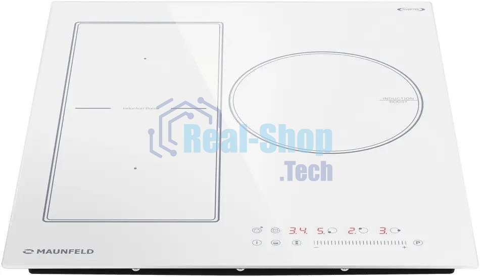 Индукционная варочная панель Maunfeld CVI453SBWH Inverter, конфорок: 3 шт., стеклокерамика, независимая, белый
