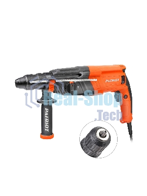 Перфоратор Patriot RH 243Q, SDS+, мощность 770 Вт, 2.6 Дж, 3 режима работы, быстросменный патрон QCC, макс.диаметр 24мм, глубиномер, кейс
