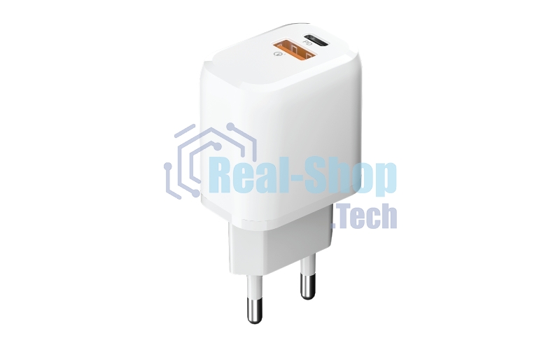 Сетевое зарядное устройство OLMIO Type-C+USB, 20W, 3A, QuickCharge3.0, PowerDelivery, белое