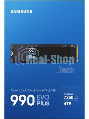 Накопитель SSD Samsung 990 EVO Plus, 4 ТБ, M.2 2280, PCIe 4.0 x4, NVMe 2.0, R/W 7250/6300