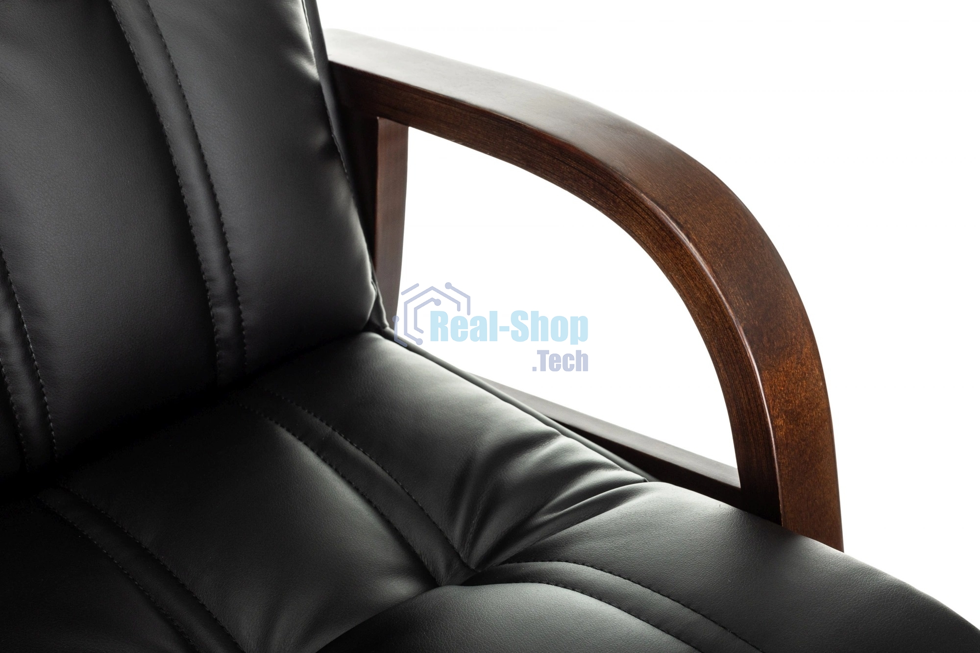 Кресло офисное Бюрократ T-9932W-CF-Eco черный, эко.кожа, на ножках, дерево