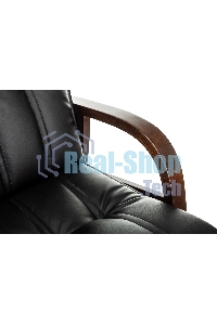 Кресло офисное Бюрократ T-9932W-CF-Eco черный, эко.кожа, на ножках, дерево