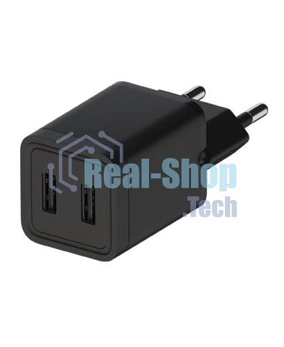 Сетевое зарядное устройство Maxvi A202 2хUSB 2А 10W, черный