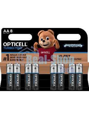 Батарея Opticell Turbo MAX LR6 AA (8шт) блистер