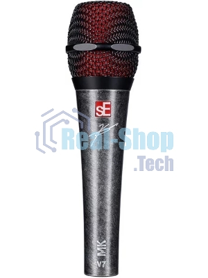 Микрофон динамический sE Electronics [V7 MK] именной Майлза Кеннеди, 40 Гц - 19 кГц, суперкардиоида, в комплекте: микрофонный зажим, адаптер с резьбой, чёрная ветрозащита, транспортировочный чехол на молнии. Цвет серый.