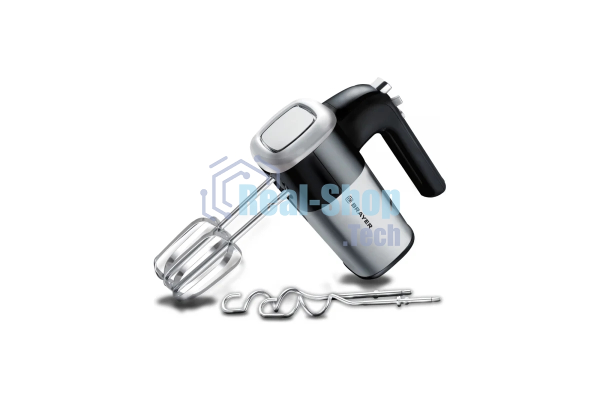 Миксер BRAYER, 800 Вт, 5 скор.реж, турбо,насад. венчики, насад для взбивания