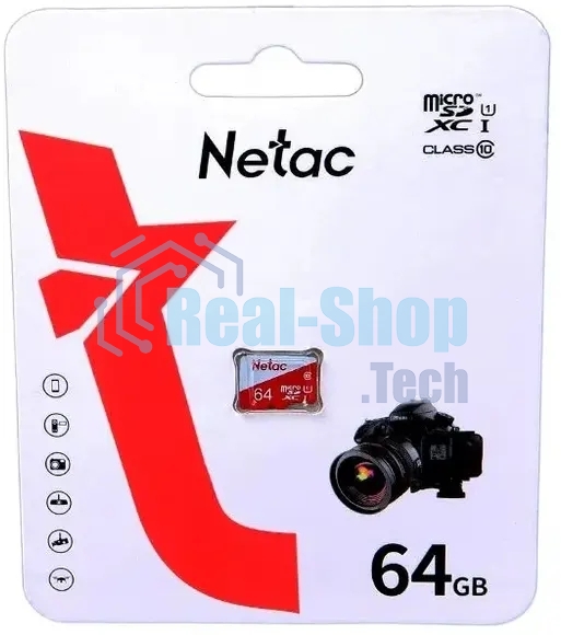 Флеш карта Netac P500 ECO 64Gb MicroSDXC U1/C10 up to 80Mb/s, retail pack card only