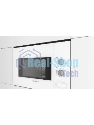 Встраиваемая микроволновая печь Bosch BFL520MW0 белый, 20 л, 800 Вт, переключатели - поворотный механизм