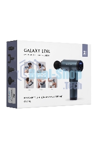 Массажер для тела GALAXY LINE GL 4945, серо-синий, аккумуляторный, 24 Вт, 4 насадки, 99 уровней интенсивности, вр. работы 1,5 ч, 2800~3500 об/мин, LCD-дисплей, таймер 15 мин, сенсорное управление, USB-кабель, Li-Ion аккумулятор емкостью 1500 мА•ч