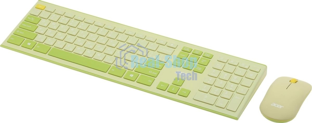 Комплект клавиатура + мышь Acer OCC205 беспроводной USB, 1200 dpi, зеленый/желтый