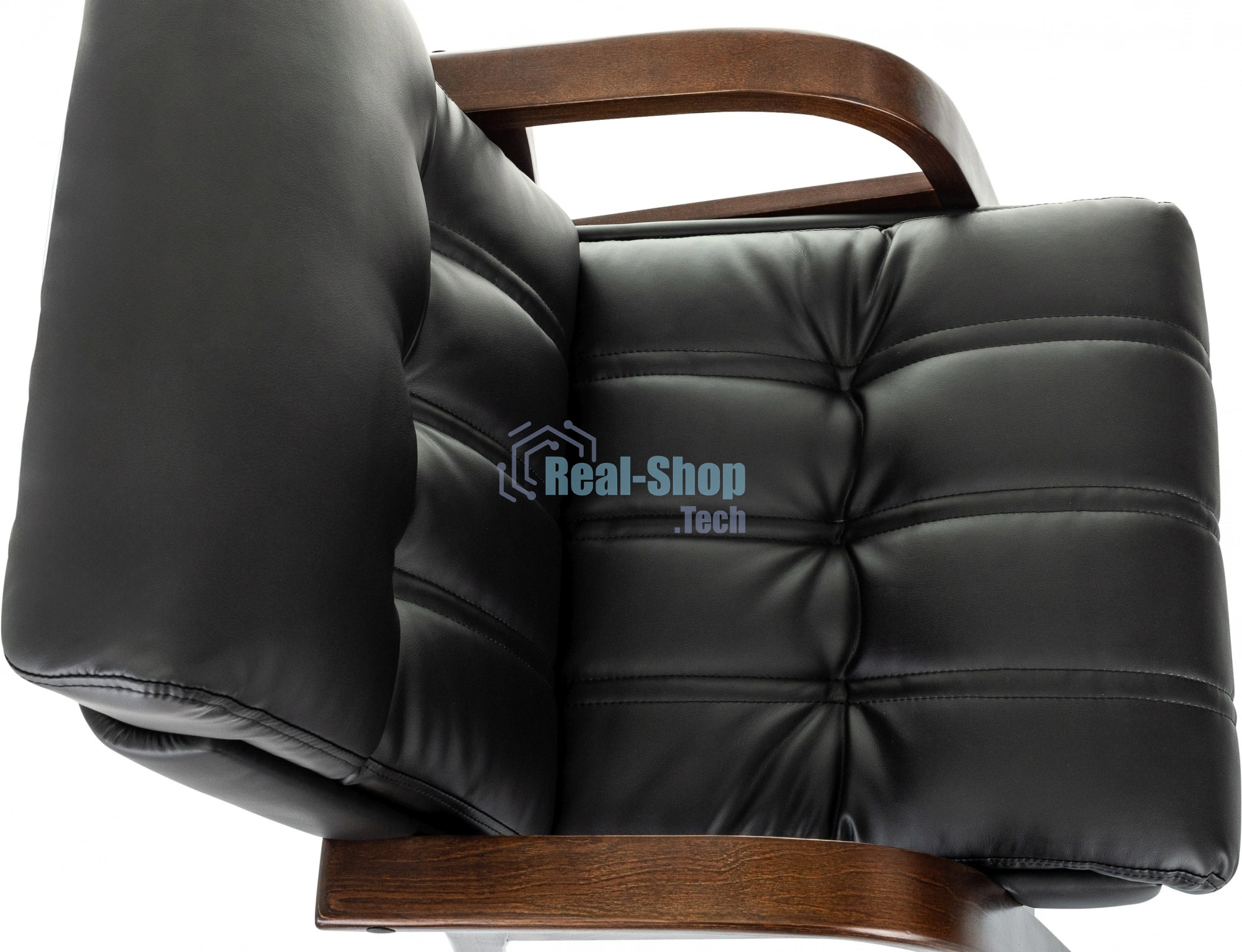 Кресло офисное Бюрократ T-9932W-CF-Eco черный, эко.кожа, на ножках, дерево