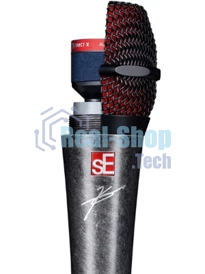 Микрофон динамический sE Electronics [V7 MK] именной Майлза Кеннеди, 40 Гц - 19 кГц, суперкардиоида, в комплекте: микрофонный зажим, адаптер с резьбой, чёрная ветрозащита, транспортировочный чехол на молнии. Цвет серый.