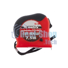 Рулетка Matrix Double fixation, 7,5 м х 25 мм, обрезиненный корпус, двойная плавная фиксация