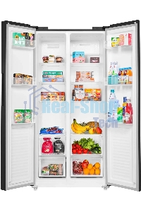 Холодильник Maunfeld MFF177NFBE черный, двухкамерный 263/170л морозилка сбоку, No Frost, Side by Side