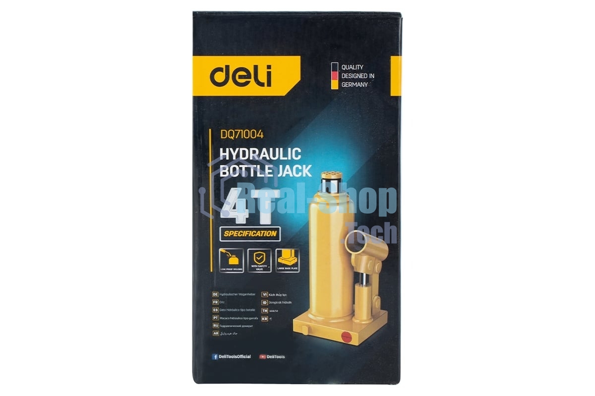Домкрат бутылочный гидравлический Deli DQ71004 макс.грузоподъемность 4 т