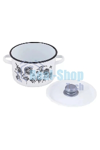 Кастрюля Appetite 1с15с/1 JE TAIME с крышкой, эмалированная сталь, цилиндрическая 1,5 л