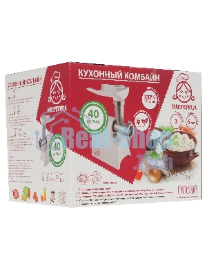 Мясорубка электрическая Мастерица КЭМ-02 белый, 600 Вт, 0.67 кг/мин, защита от перегрузки, насадки - 4