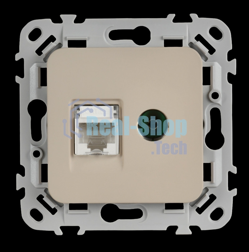 Розетка 2-местная RJ45/TV категория 5Е UTP РКТВ5е-2-0-ФлЛ льняной FLITE
